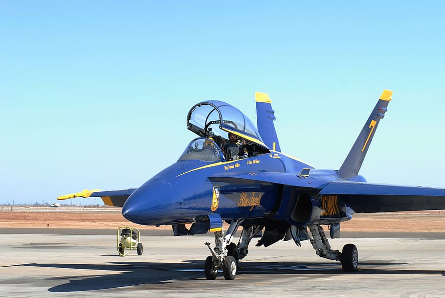 anjos azuis, marinha, esquadrão de demonstração de vôo, f-18, hornet, militar, linha de vôo, campo aéreo, terreno, aviação
