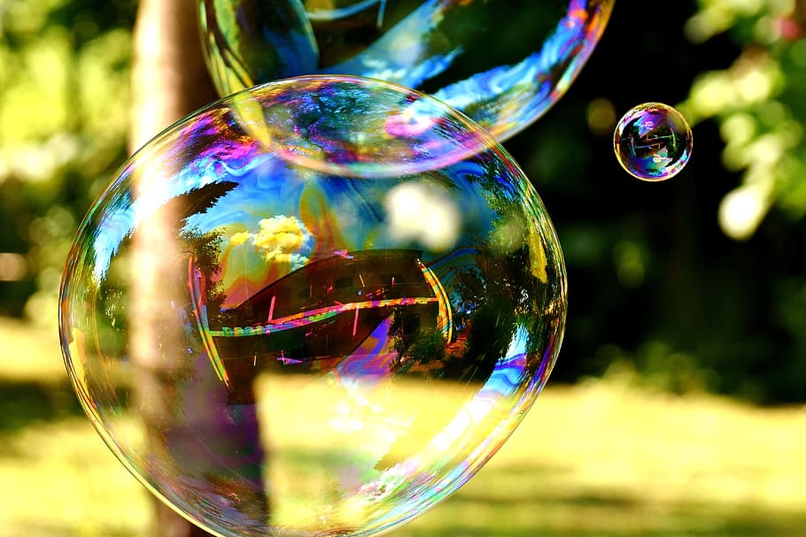Soap Bubbles, Huge, large, make soap bubbles, wabbelig, iridescent, soapy water, fun, fly, colorful