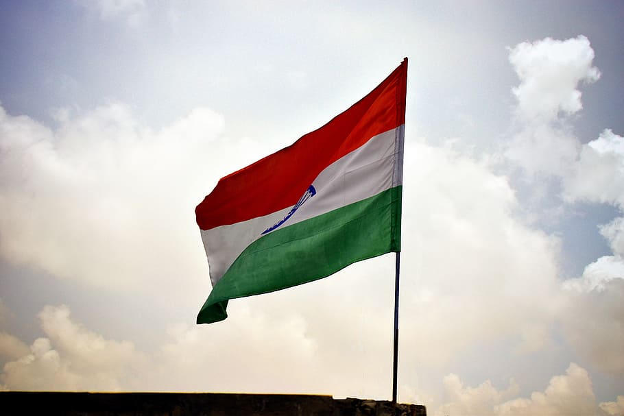 flag of india, indian flag, flag, india, patriotism, cloud - sky, sky, nature, environment, wind