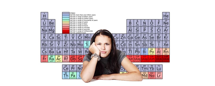 school, student, periodic system, chemistry, learn, girl, education, knowledge, study, woman