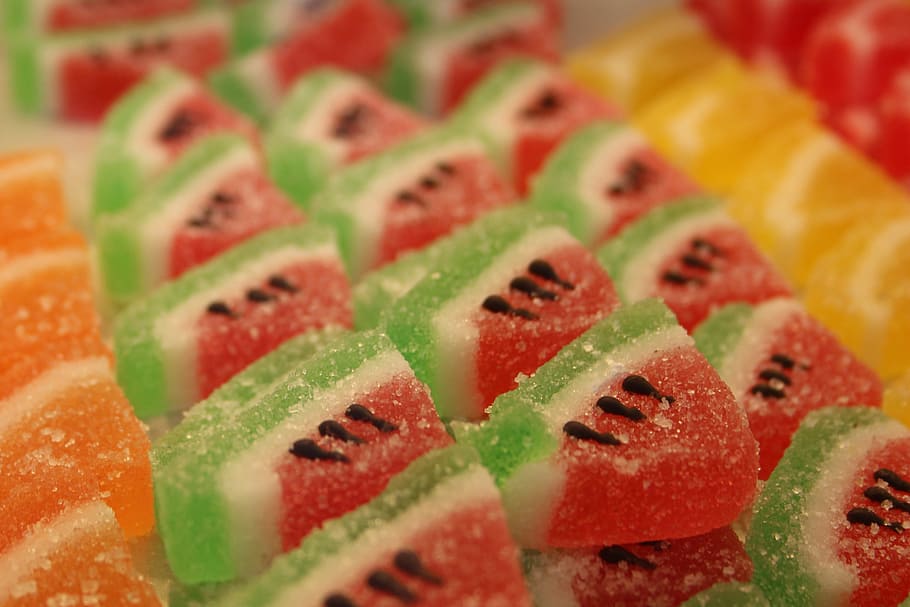 confectionery, sweet, sweetness, nibble, watermelon, colorful, food and drink, food, selective focus, freshness