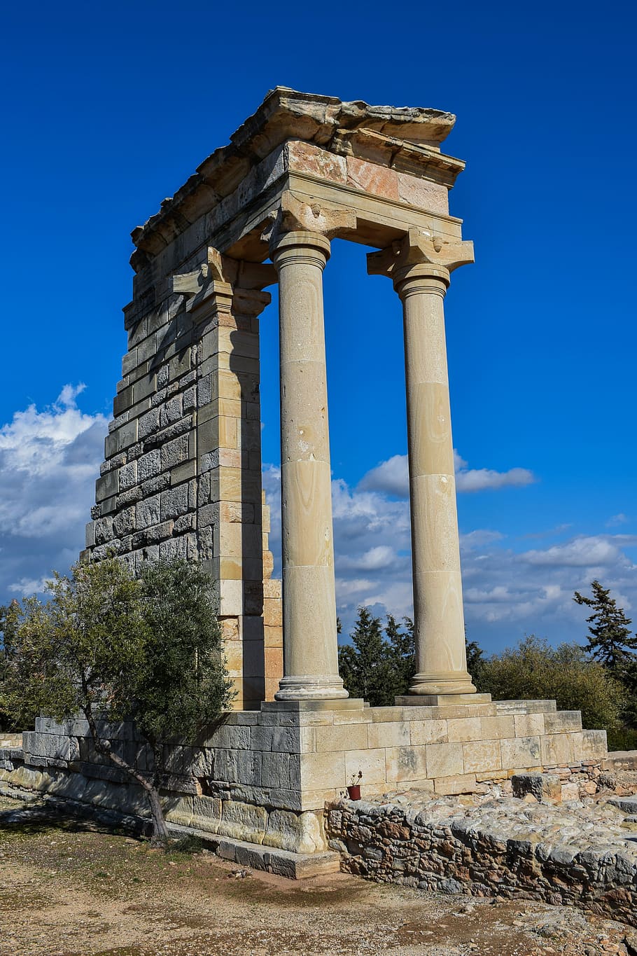 view, old, ruin, cyprus, apollo hylates, sanctuary, ancient, greek, historic, mediterranean
