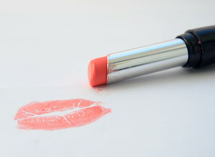 lipstick container, white, surface, pomade, kiss, lips, glamour, woman, white background, close-up