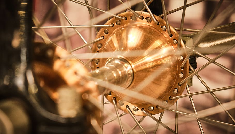 hub, bicycle hub, spokes, bike, wheel, close up, wheel hub, detail photography, bicycle spokes, shine