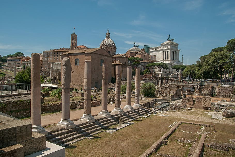 Rome, Forum, Roman, Ruins, Columns, history, ancient, architecture, architectural column, travel destinations
