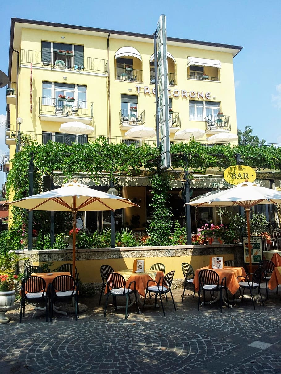 Restaurant, Italy, Lake Garda, garda, holiday, colorful, village, cosy, summer, chair