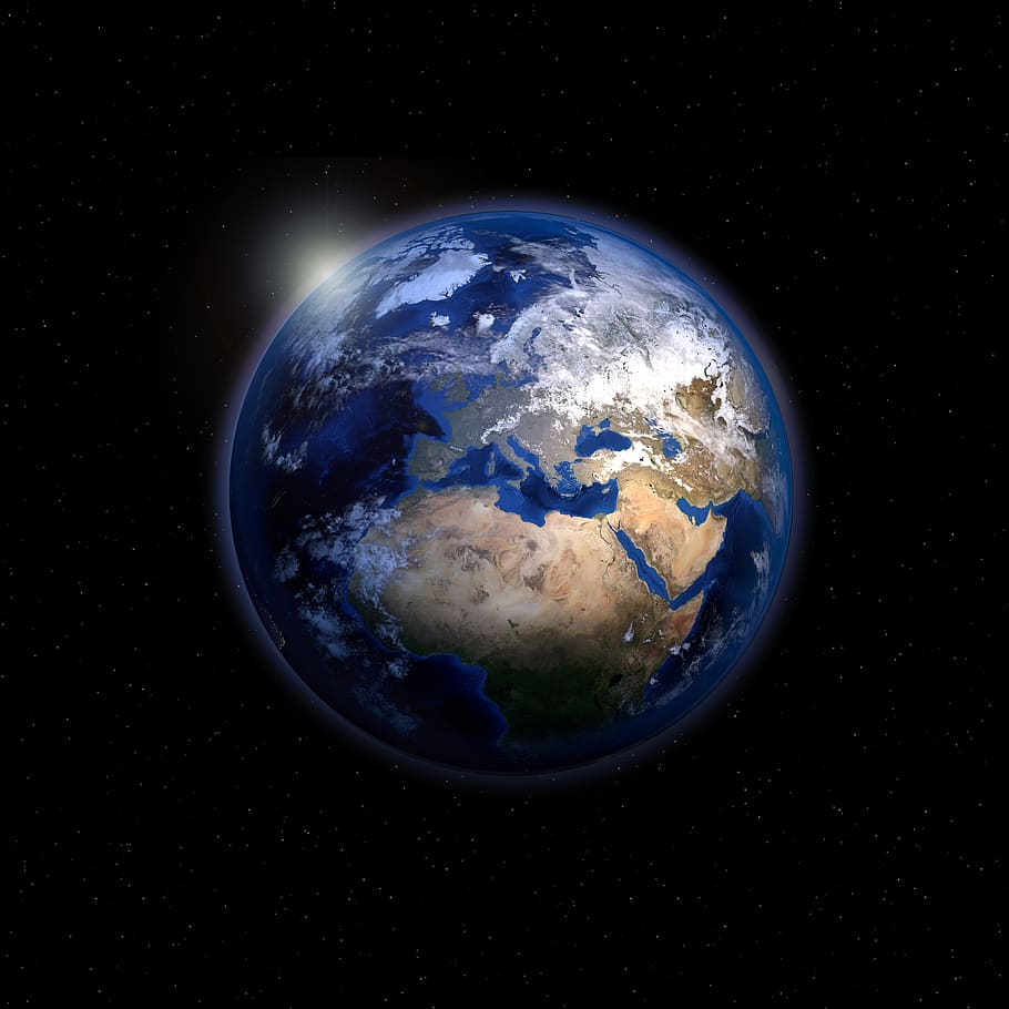 europa, áfrica, terra, globo, trincheiras do mar, crosta terrestre, espaço, planeta, mundo, continentes