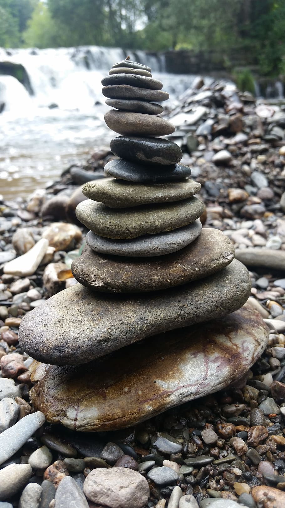 River, Stones, Tower, Weir, Water, nature, stone tower, bank, balance, zen-like