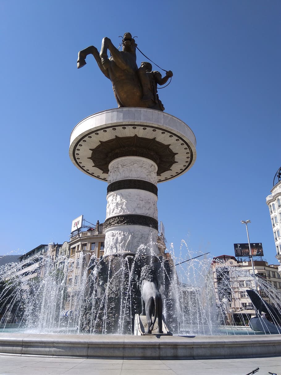 Alejandro Magno, estatua, Skopje, escultura, monumento, Macedonia, viajes, Europa, capital, centro de la ciudad