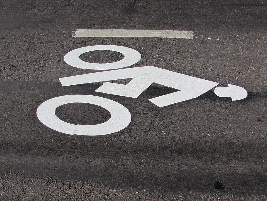 sepeda, jalur, perjalanan, lalu lintas, jalan, kota, komunikasi, tanda, tidak ada orang, nomor