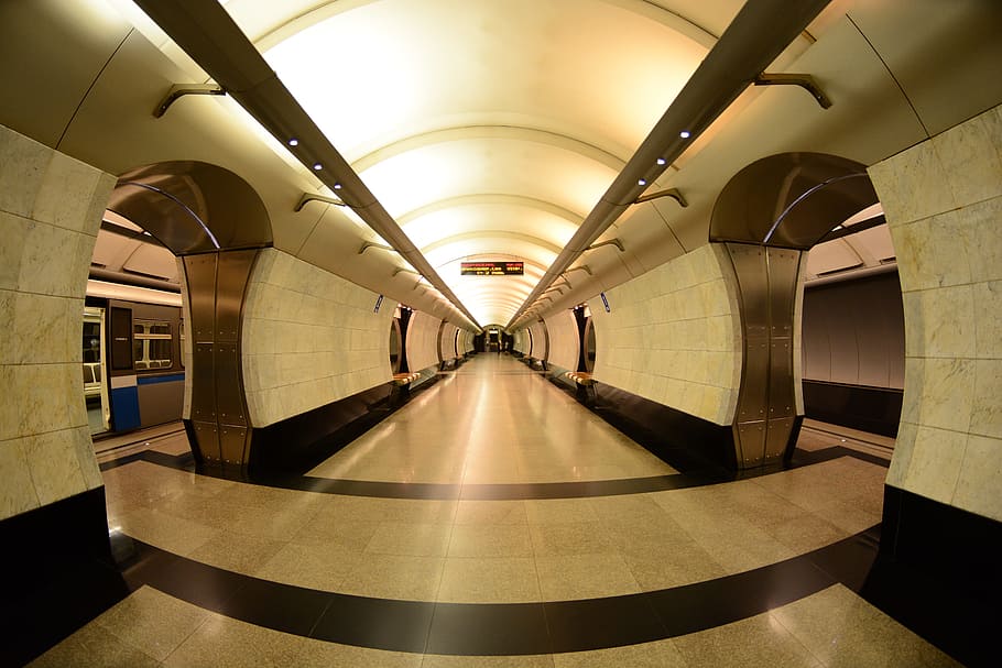 moskow, metro, rusia, di dalam ruangan, diterangi, arsitektur, modern, stasiun kereta bawah tanah, peralatan pencahayaan, lantai