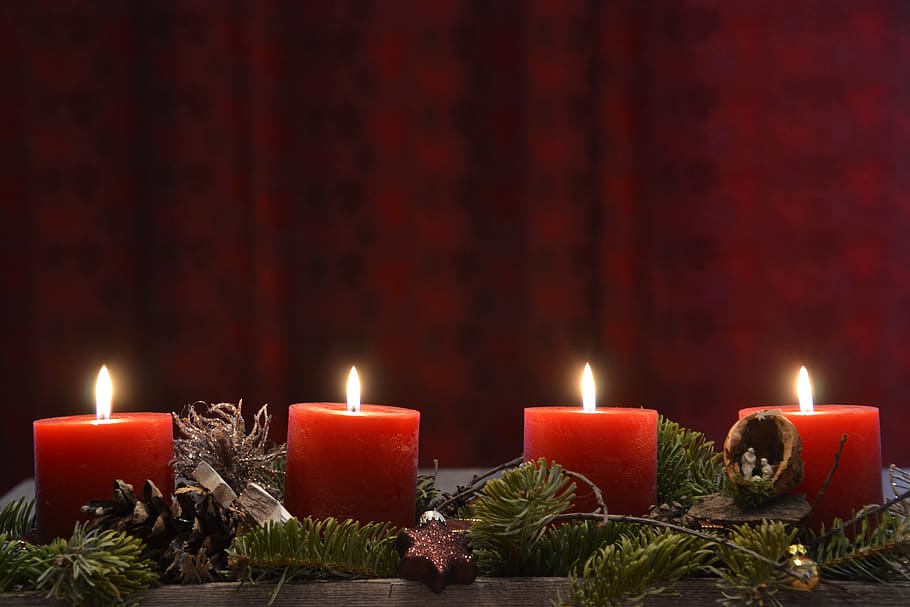 advent wreath, candles, advent, christmas time, candlelight, christmas, contemplative, shining, lights, flame