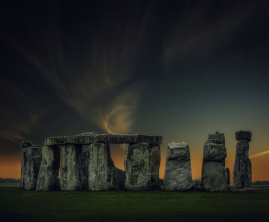 스톤 헨지, 영국, 하나로 된 돌, 돌, 기념물, 역사적인 기념물, 해시계, 하늘, 역사, 고분