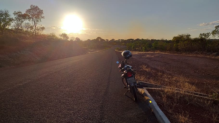 sunset, bike, asphalt, backcountry, summer, northeast, piauí, transportation, sky, sunlight