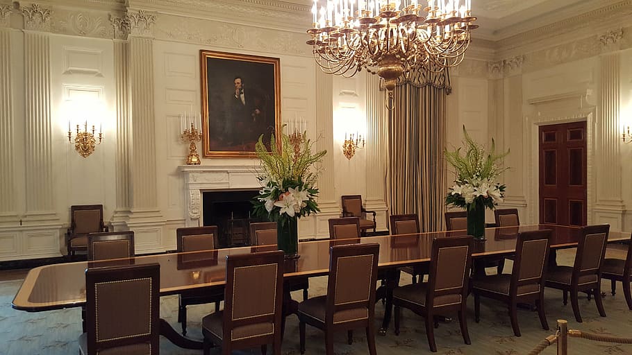 white house, dining room, abraham lincoln, portrait, washington dc, dc, washington, furniture, room, interior
