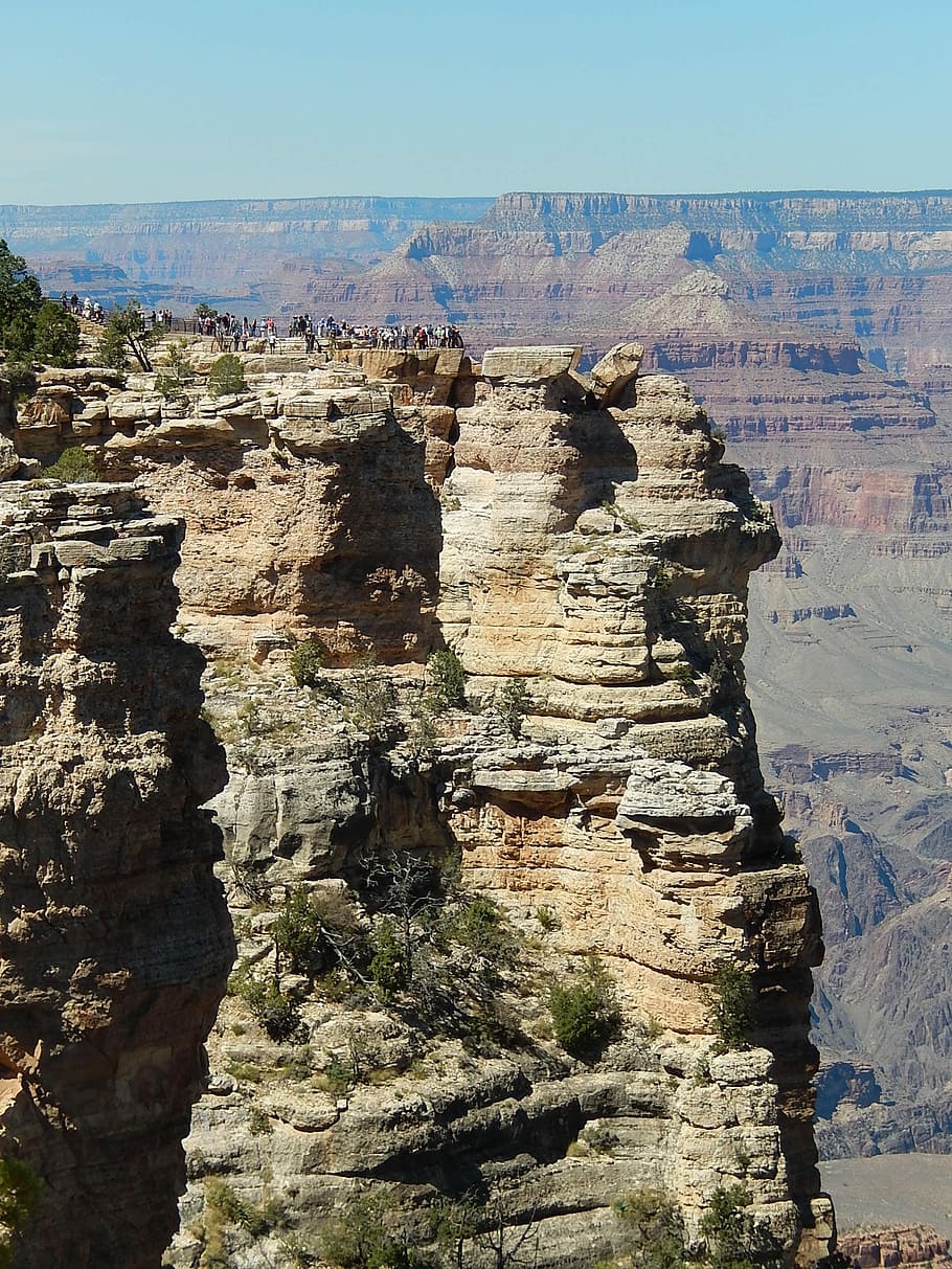 Grand Canyon, United States, cliff, precipices, tourists, rock - object, nature, day, outdoors, landscape