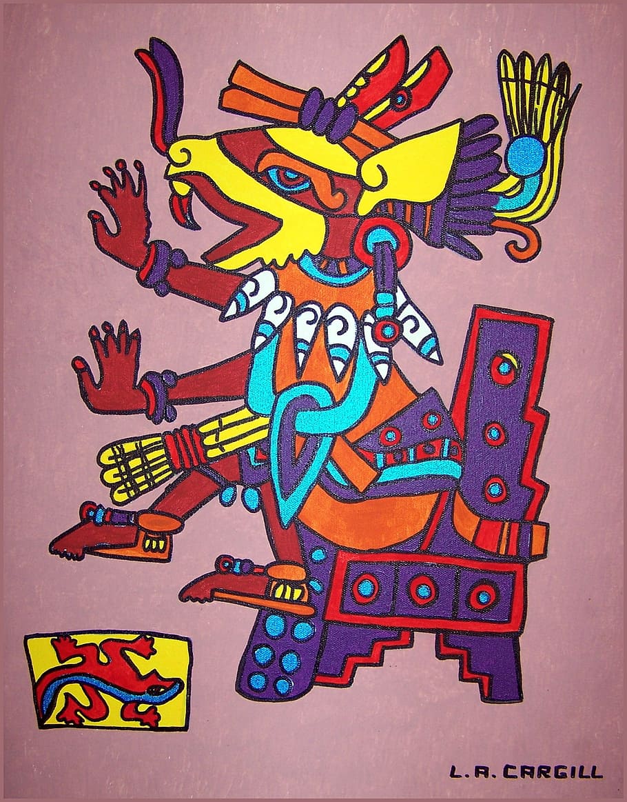 Huehuecoyotl, Aztec, God, aztec god, trickster, incas, bird, codex, culture, drawing