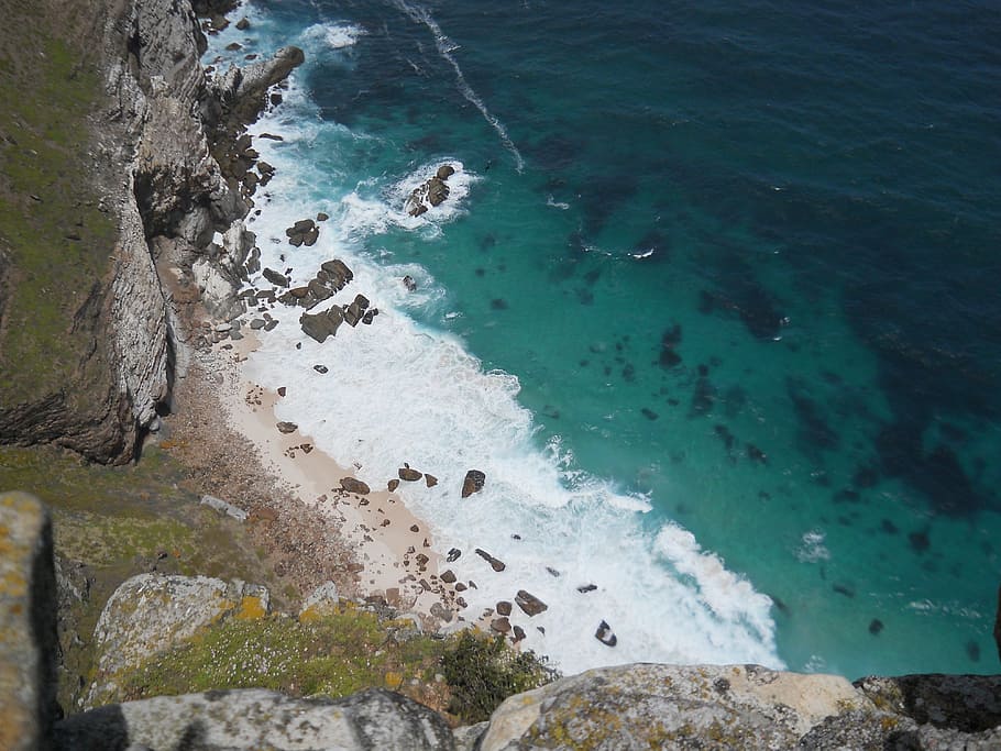 beach, view from above, sea, south africa, cape of good hope, wave, ocean, rock, water, nature