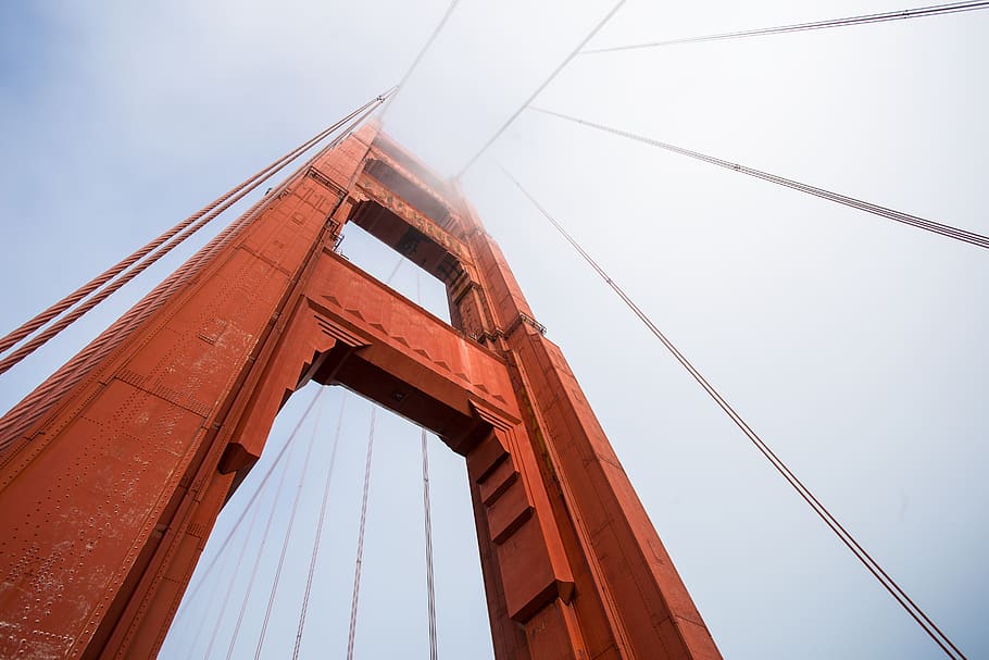 Golden Gate, puente, infraestructura, cable, arquitectura, estructura construida, cielo, vista de ángulo bajo, puente colgante, estructura hecha por el hombre