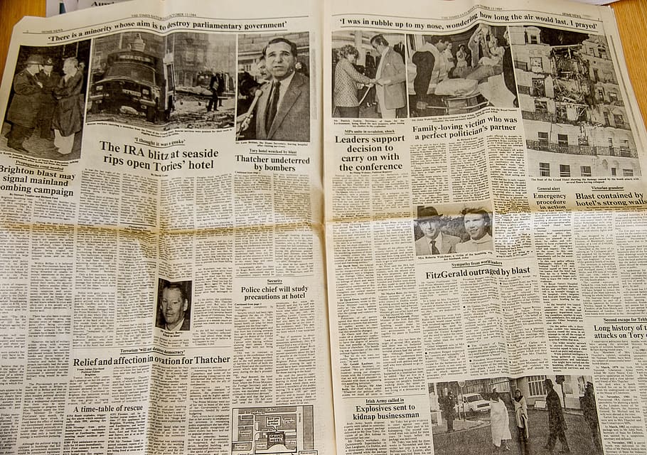 newspaper, historic, photos, print, text, brighton, bombing, ira, government, attack - Pxfuel