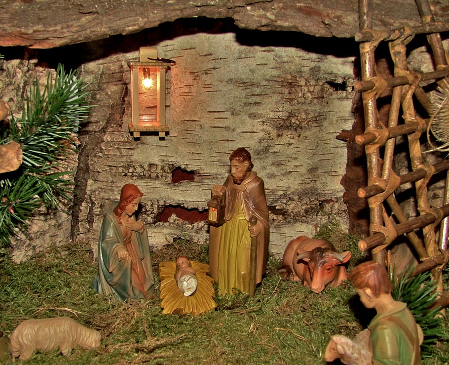crib, holy family, christmas, sheep, bethlehem, birth, birthday, maria, josef, jesus