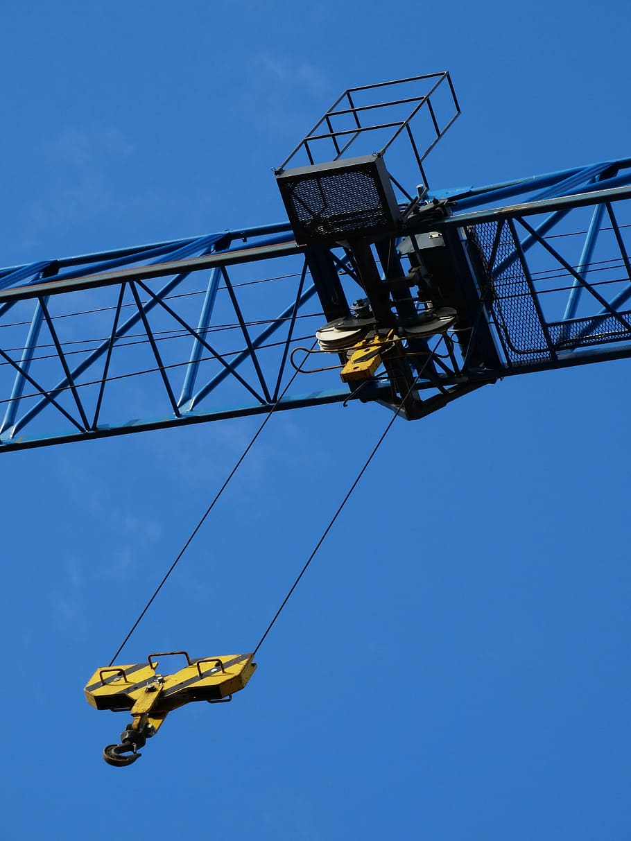 winch, crane, load crane, skyward, in the height, sky, baukran, crane arm, lift loads, lifting crane
