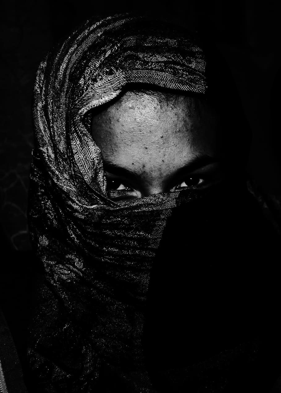 Face, Women, Look, Arabic, Eyes, in black and white, one woman only, only women, dark, adult