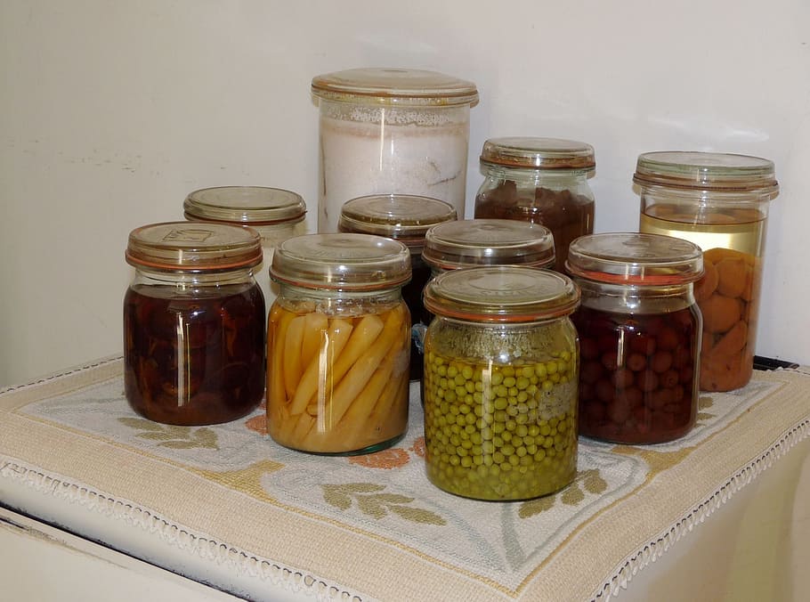 make a, jar, preserve, glass, vegetables, harvest, peas, carrots, kitchen, container