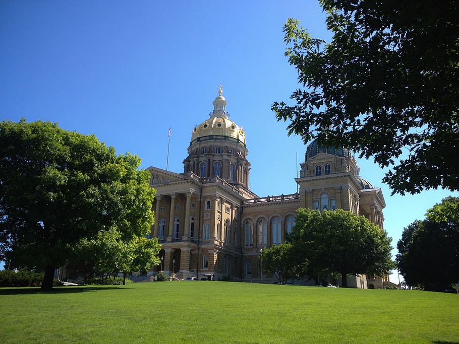 state capitol, iowa, capitol, des moines, building, dome, state, architecture, government, famous