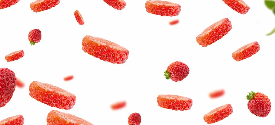 cut strawberry wallpaper, strawberry red, sweet strawberry, strawberry background, strawberries white background, strawberries, strawberry single, sweet, food, red fruit