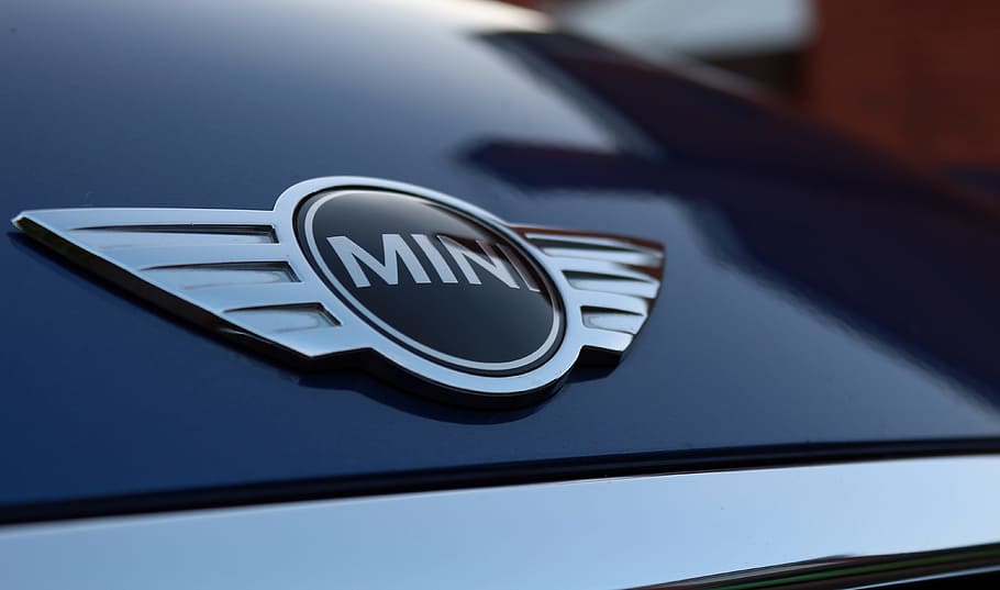 silver mini emblem, close-up photo, mini, cooper, car, automobile, transportation, wheel, mini cooper, driving