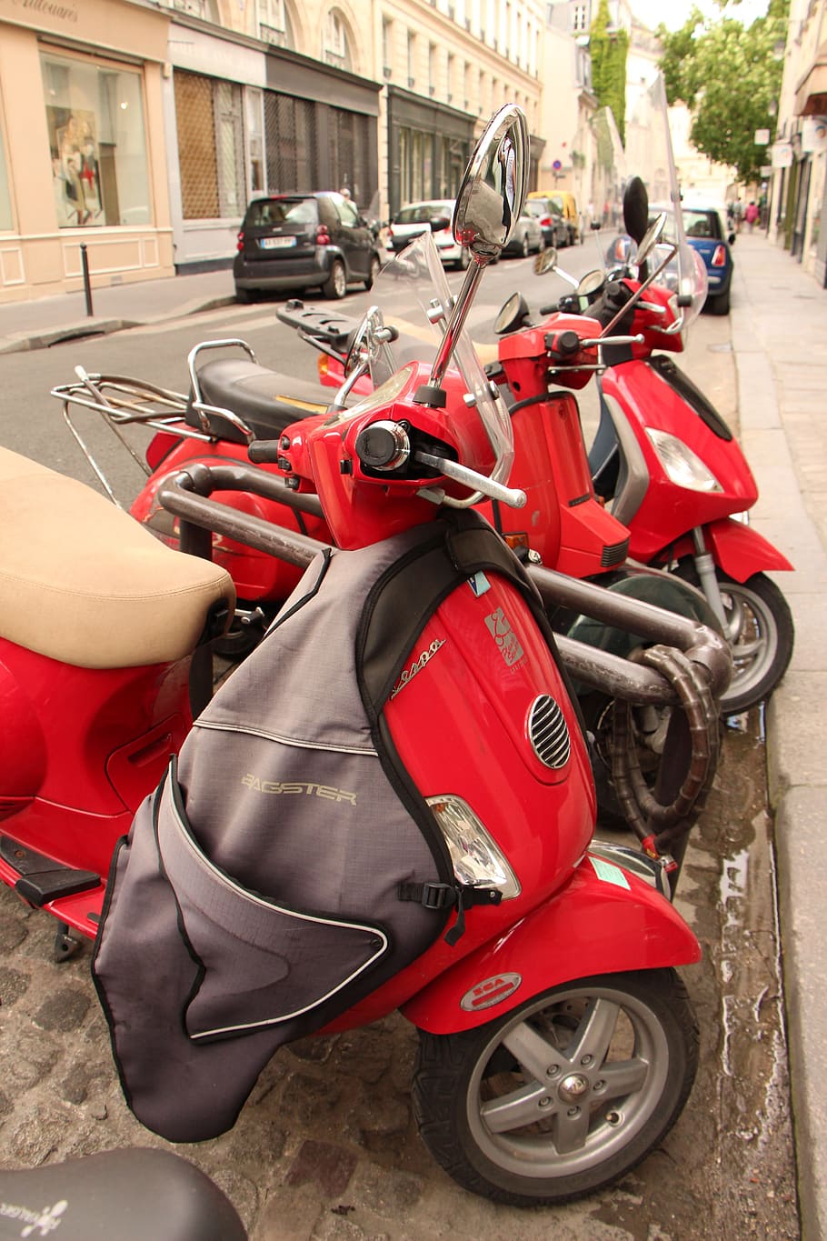 Vespa, Scooter, Rua, Paris, motocicleta, veículo, moto, transporte, ciclomotor, motor
