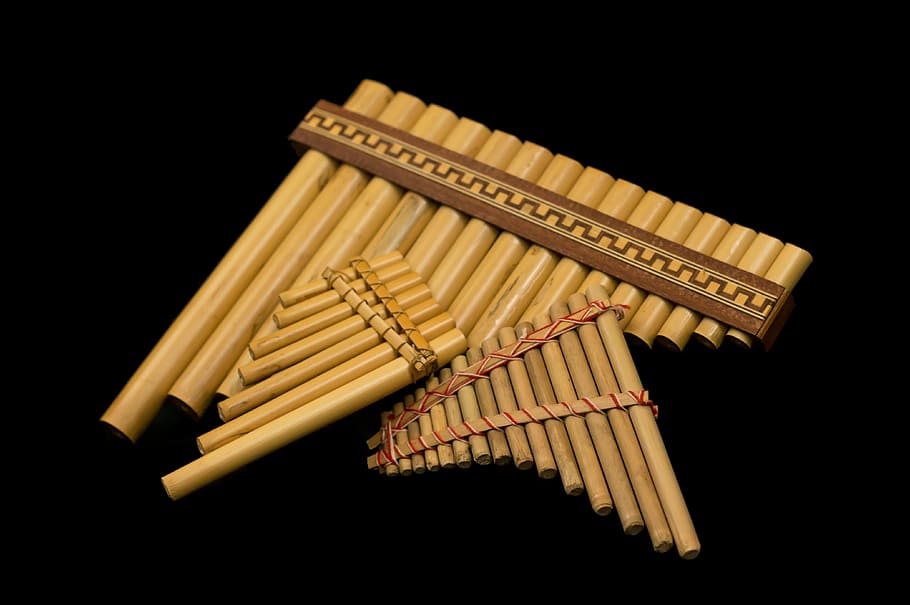 three, brown, bamboo, musical, instruments, bamboo flute, back background, flute, instrument, music
