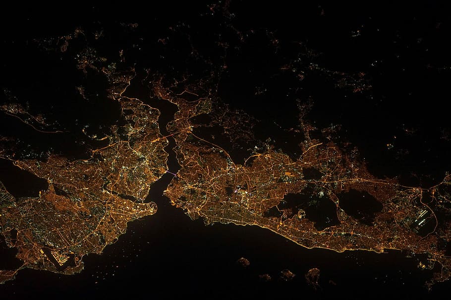 Satellite Image, Istanbul, Turkey, photos, geography, public domain, topographic, backgrounds, abstract, pattern