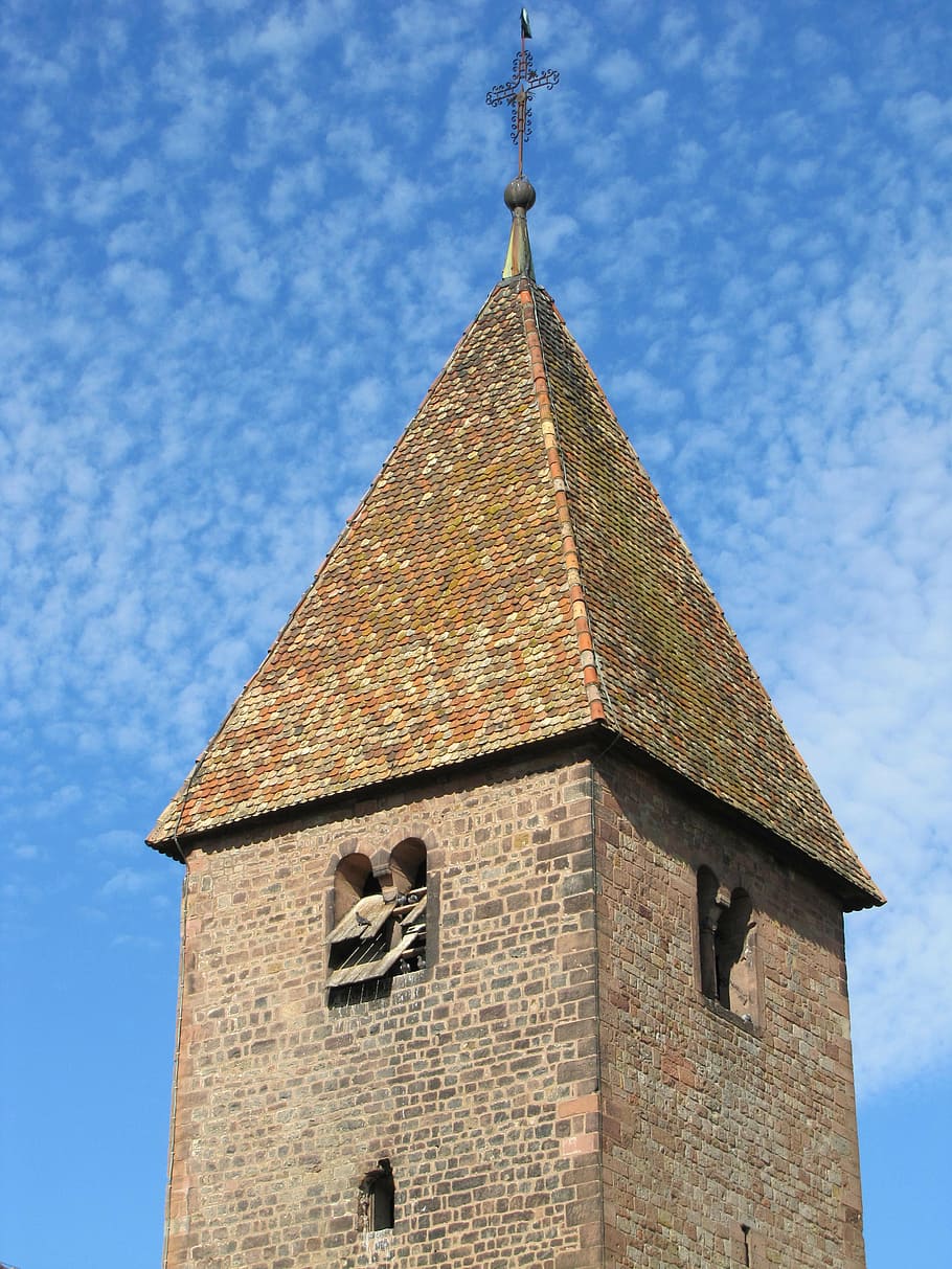 saint ulrich, altenstadt, alsace, romanesque, church, tower, religious, building, architecture, old