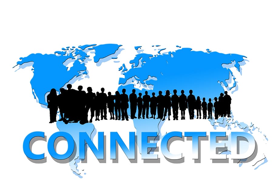 logotipo conectado, conectado, logotipo, personal, grupal, mundial, país, en todos los países, humano, red