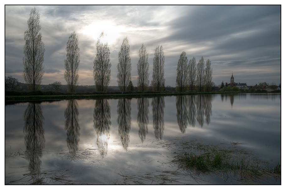 Adriers, body of water, sky, water, cloud - sky, reflection, tree, plant, lake, tranquility