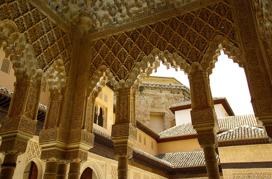 alhambra, granada, andaluzia, palácio, arquitetura, estrutura construída, o passado, história, arco, destinos de viagem