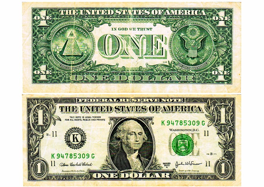 1 u, s, u, ドル紙幣, 米ドル, ドル, お金, 紙幣, 通貨, メモ