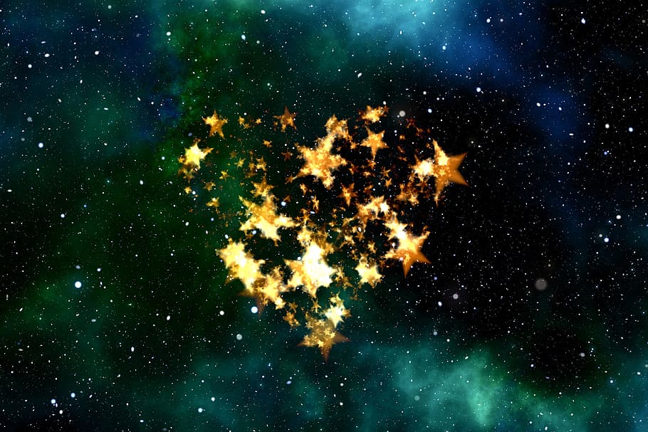 하트 모양의 별, 디지털, 벽지, 심장, 사랑, 우주, 공간, 모든, 하늘, 별