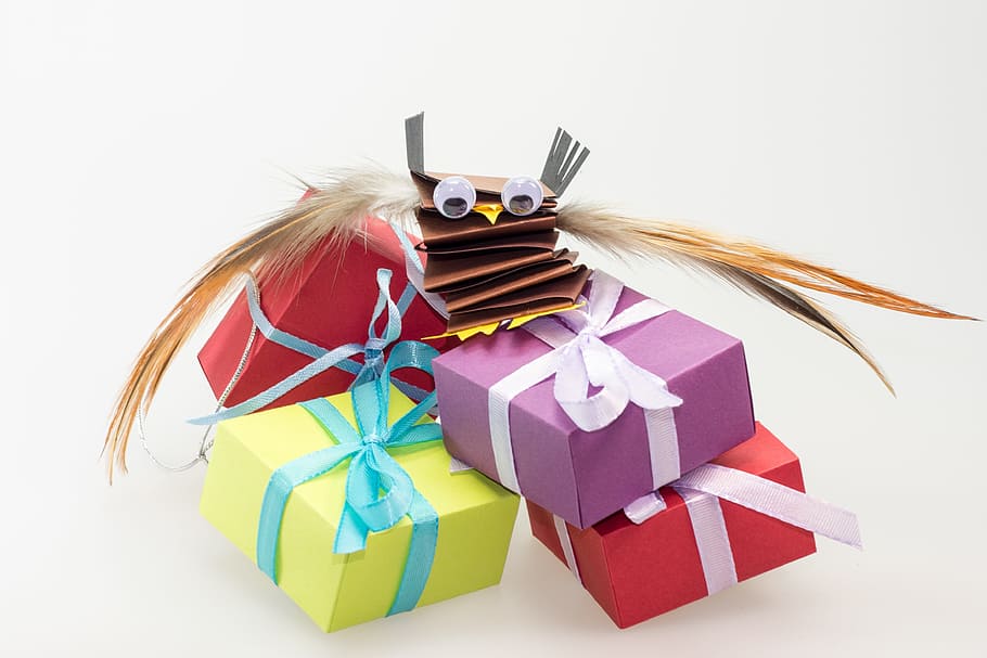 Infantil, aniversário, presentes, pacotes, aniversário infantil, feito, laço, laço de pacote, natal, decoração de natal