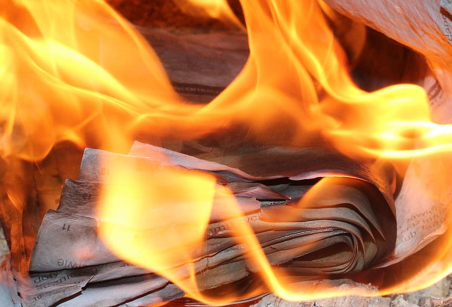 burning paper, flames, burn, paper, fire, hot, the flame, light, flammable, burning