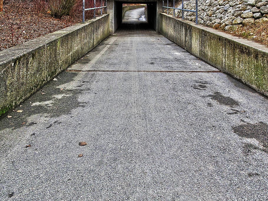 underpass, concrete, concrete wall, pedestrian way, road, downtown, urban, the way forward, direction, architecture