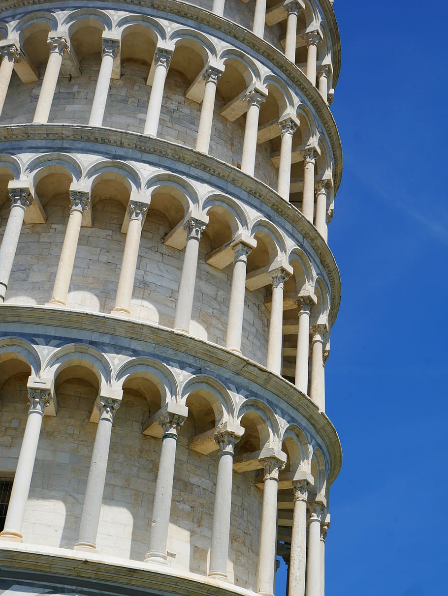 tower of pisa, pisa, tower, monument, italy, blue sky, architecture, historic building, heaven, landscape