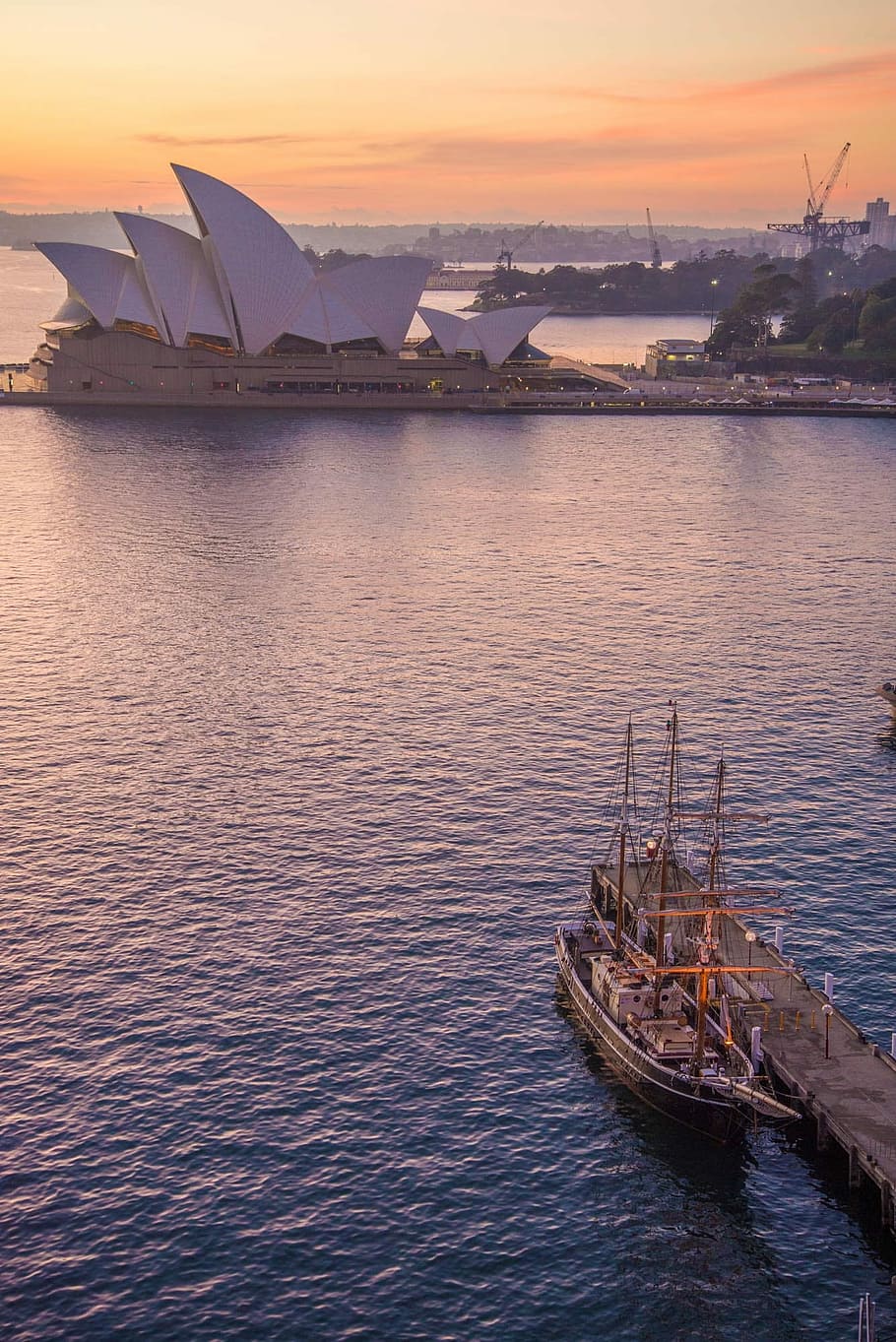 Gedung Opera Sydney, Kapal Tinggi, sydney, australia, fajar, matahari terbenam, di luar ruangan, laut, senja, tujuan perjalanan