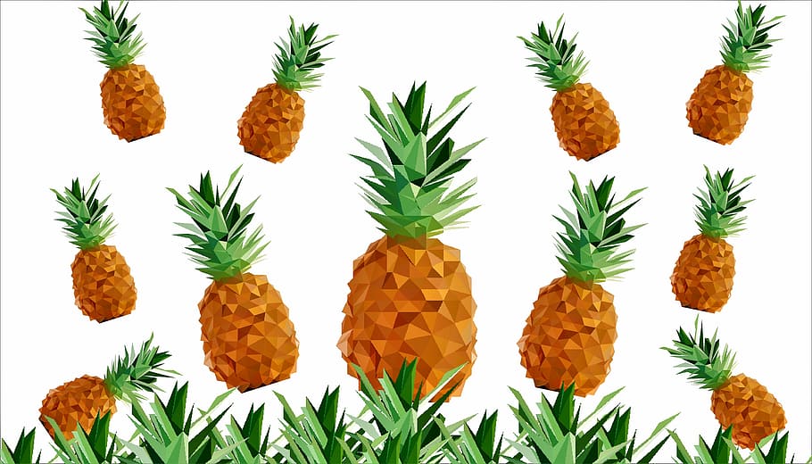 pineapple, print, polygonal, pattern, tropical, summer, design, decorative, yellow, hawaii