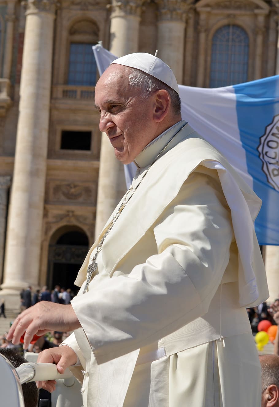 papa francisco, de pie, bandera, papa, pontífice, francisco, católico, iglesia, santo padre, roma