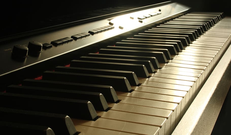 preto, branco, eletrônicos, teclado, piano, chaves, música, musical Instrumento, piano Chave, som