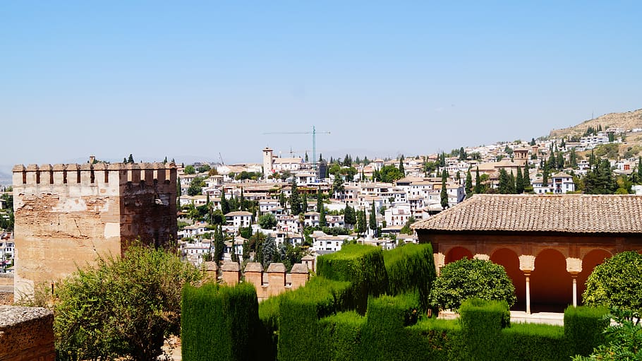 spain, andalusia, granada, fortress, the albaicín, alhambra, mountains, architecture, heat, summer