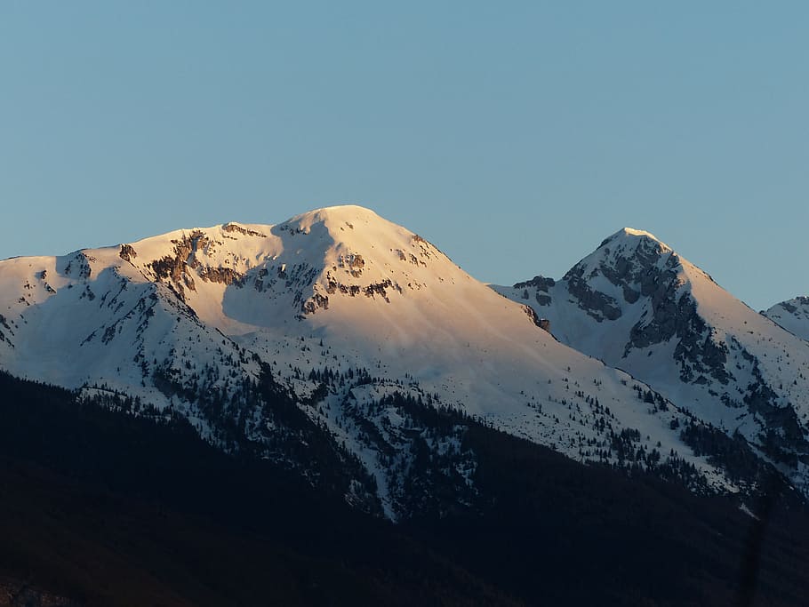 Cima Delle Pozzette, monte baldo sólido, monte baldo, montanhas, alpenglühen, garda, montanhas de garda, montanha, neve, cadeia de montanhas